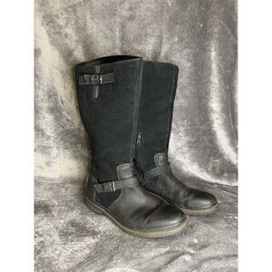 UGG Black Suede Leather Tall Boots Buckle Riding Women's Size 11